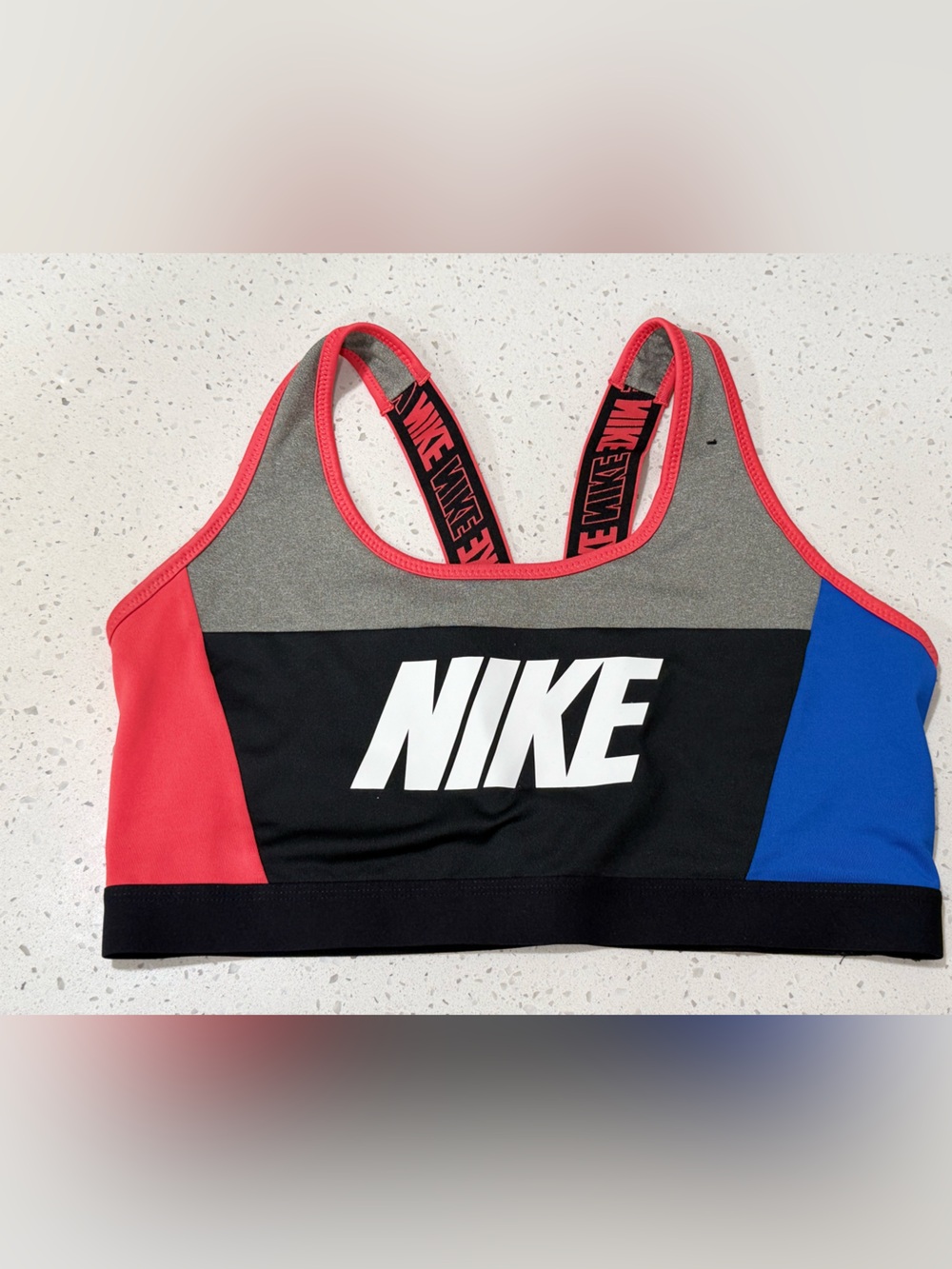 Nike Colorblock Women’s Sports Crop Top - Coral, Black, Gray, Blue
